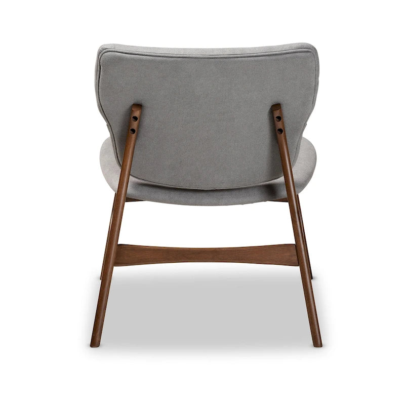 Sillón decorativo capitoné estilo Mid-Century, individual, beige/gris