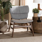 Sillón decorativo capitoné estilo Mid-Century, individual, beige/gris