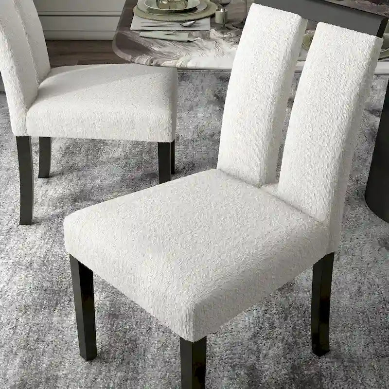 Sillas de comedor modernas blancas y negras, tapizadas, juego de 2