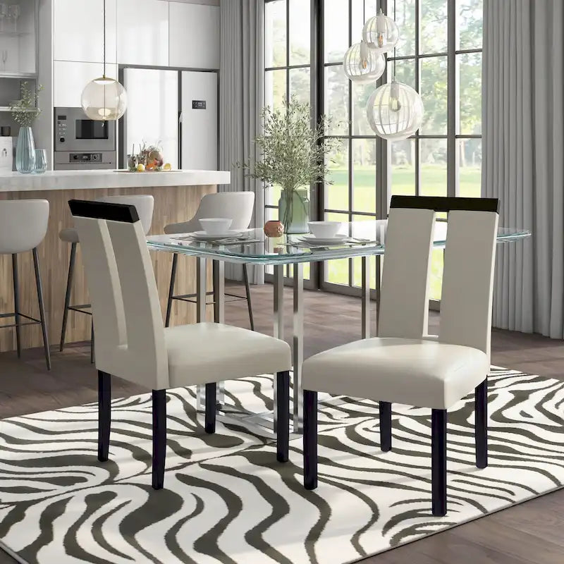 Sillas de comedor modernas blancas y negras, tapizadas, juego de 2
