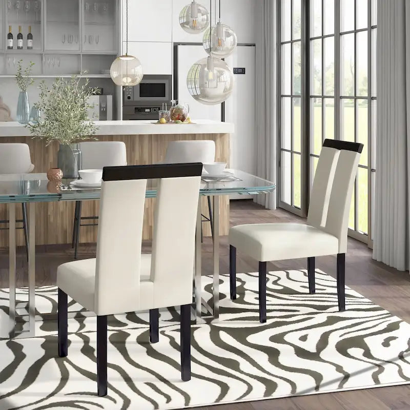 Sillas de comedor modernas blancas y negras, tapizadas, juego de 2