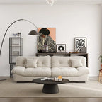 Sofá seccional de terciopelo gris/rosa/beige – forma de nube, 3 asientos