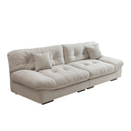 Sofá seccional de terciopelo gris/rosa/beige – forma de nube, 3 asientos