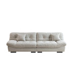 Sofá seccional de terciopelo gris/rosa/beige – forma de nube, 3 asientos