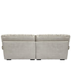 Sofá seccional de terciopelo gris/rosa/beige – forma de nube, 3 asientos