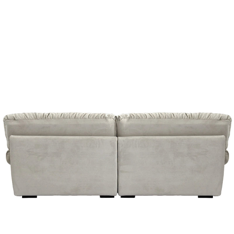 Sofá seccional de terciopelo gris/rosa/beige – forma de nube, 3 asientos