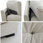 Sofá seccional de terciopelo gris/rosa/beige – forma de nube, 3 asientos