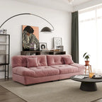 Sofá seccional de terciopelo gris/rosa/beige – forma de nube, 3 asientos