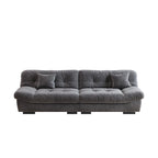 Sofá seccional de terciopelo gris/rosa/beige – forma de nube, 3 asientos