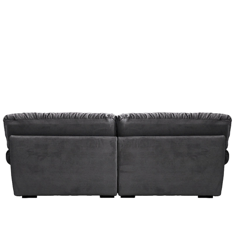 Sofá seccional de terciopelo gris/rosa/beige – forma de nube, 3 asientos