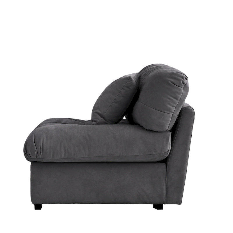 Sofá seccional de terciopelo gris/rosa/beige – forma de nube, 3 asientos