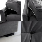 Sofá seccional de terciopelo gris/rosa/beige – forma de nube, 3 asientos
