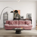 Sofá seccional de terciopelo gris/rosa/beige – forma de nube, 3 asientos