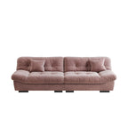 Sofá seccional de terciopelo gris/rosa/beige – forma de nube, 3 asientos
