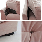 Sofá seccional de terciopelo gris/rosa/beige – forma de nube, 3 asientos