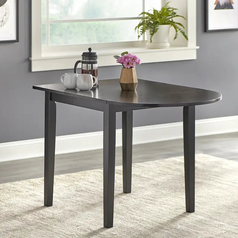 Mesa de comedor de caucho con alas abatibles blanca/natural y negra, para 3 personas