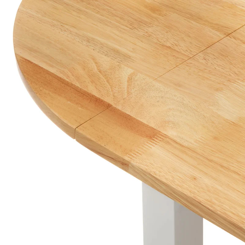 Mesa de comedor de caucho con alas abatibles blanca/natural y negra, para 3 personas