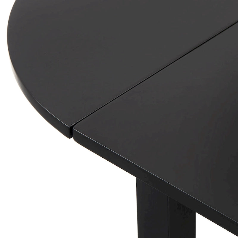 Mesa de comedor de caucho con alas abatibles blanca/natural y negra, para 3 personas