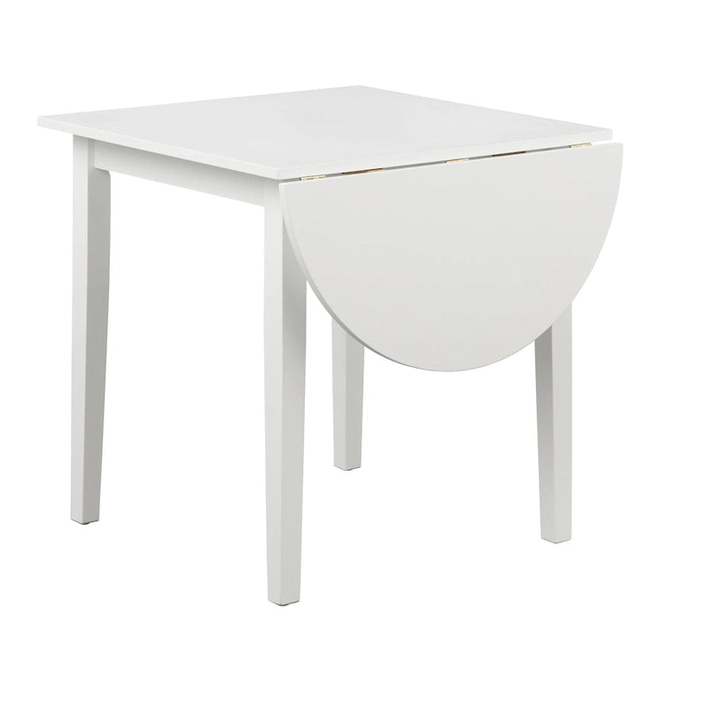 Mesa de comedor de caucho con alas abatibles blanca/natural y negra, para 3 personas