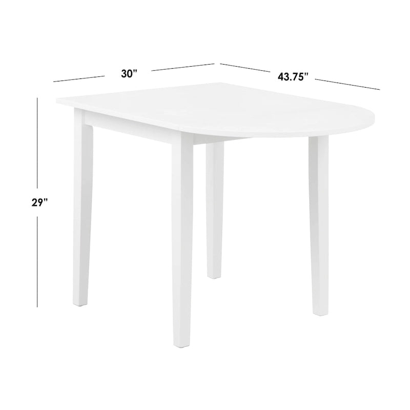 Mesa de comedor de caucho con alas abatibles blanca/natural y negra, para 3 personas