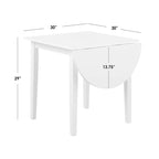 Mesa de comedor de caucho con alas abatibles blanca/natural y negra, para 3 personas