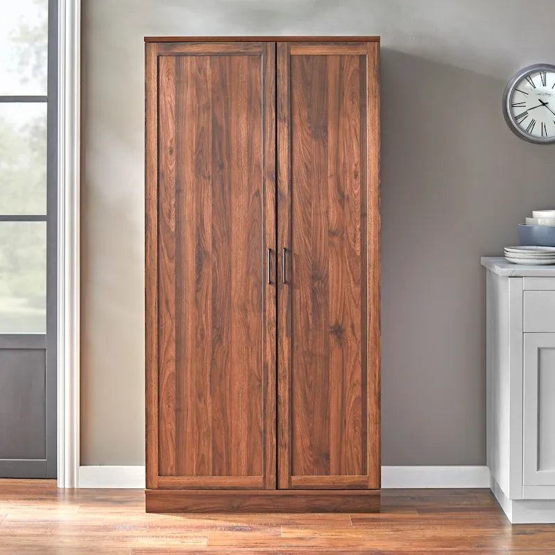 Armario de despensa alto de 2 puertas gris carbón/nogal/blanco – 1 persona