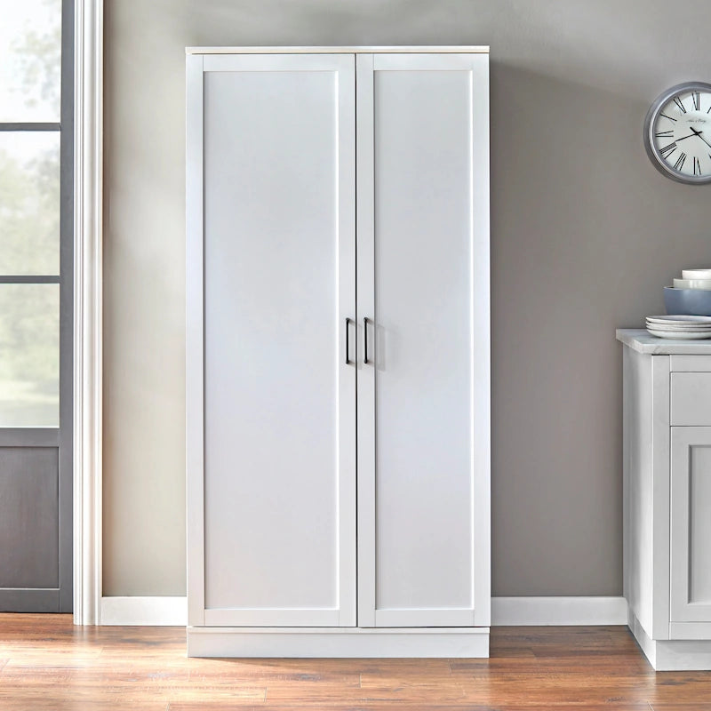 Armario de despensa alto de 2 puertas gris carbón/nogal/blanco – 1 persona