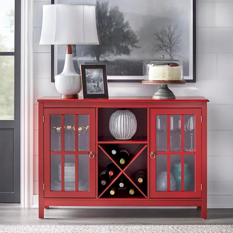 Aparador de vino con puerta de cristal moderna rojo/negro/blanco antiguo