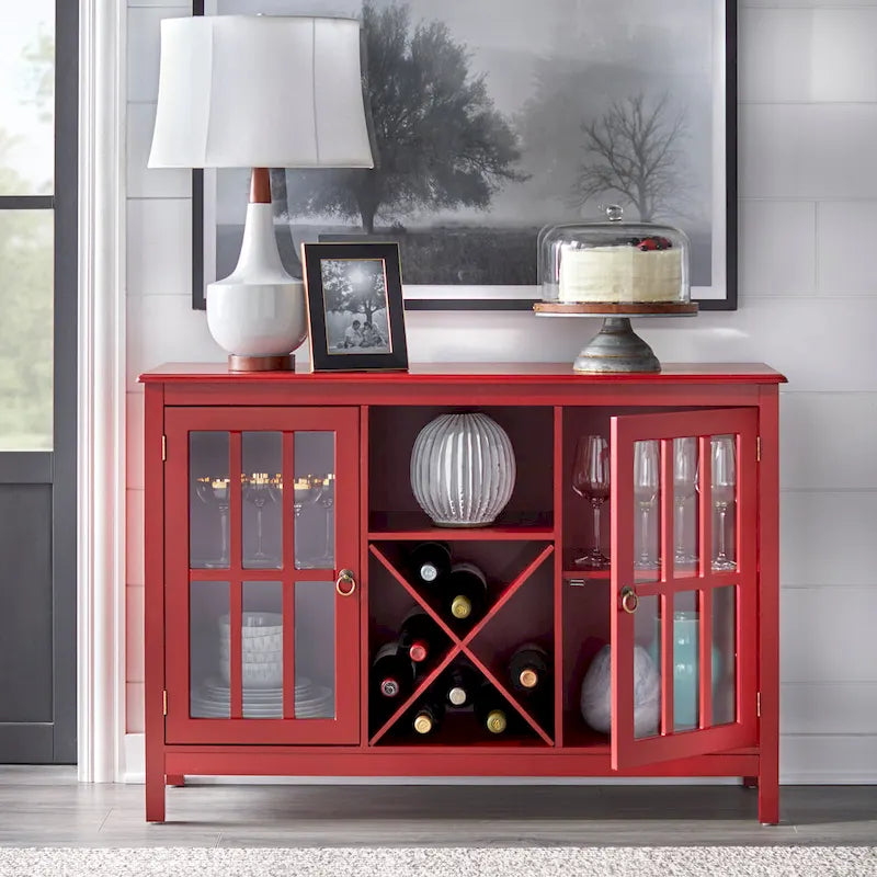 Aparador de vino con puerta de cristal moderna rojo/negro/blanco antiguo