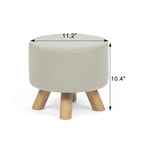 Puf redondo de lino beige/gris/azul/azul oscuro/estampado de leopardo/blanco roto, 1 asiento
