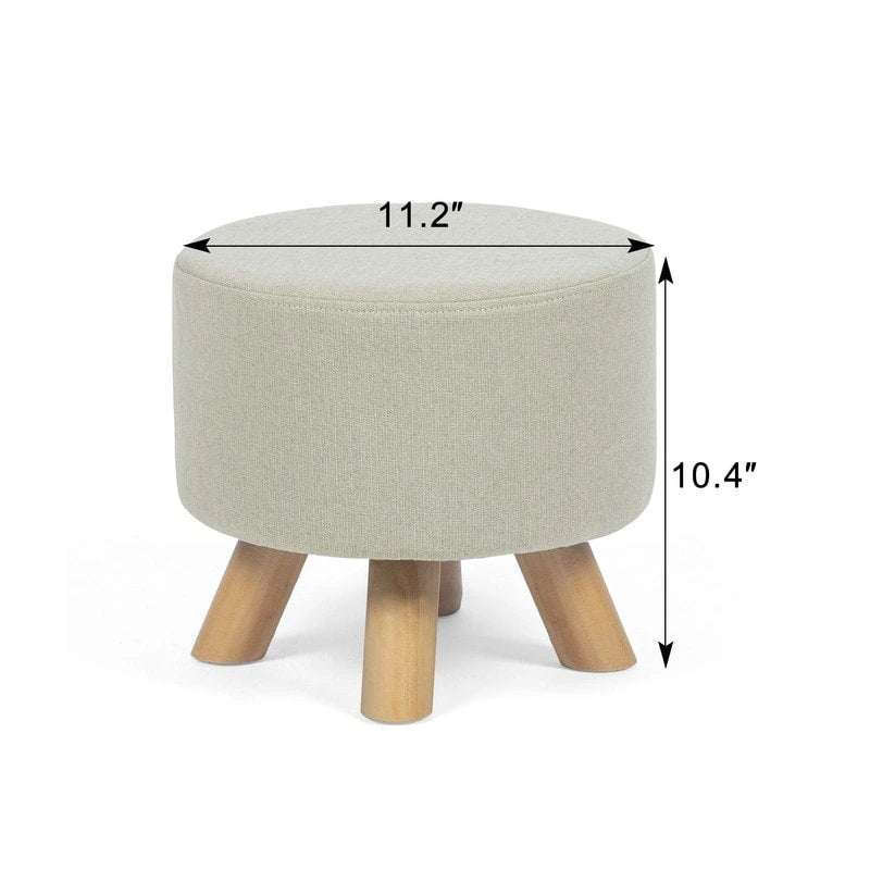 Puf redondo de lino beige/gris/azul/azul oscuro/estampado de leopardo/blanco roto, 1 asiento