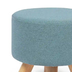 Puf redondo de lino beige/gris/azul/azul oscuro/estampado de leopardo/blanco roto, 1 asiento