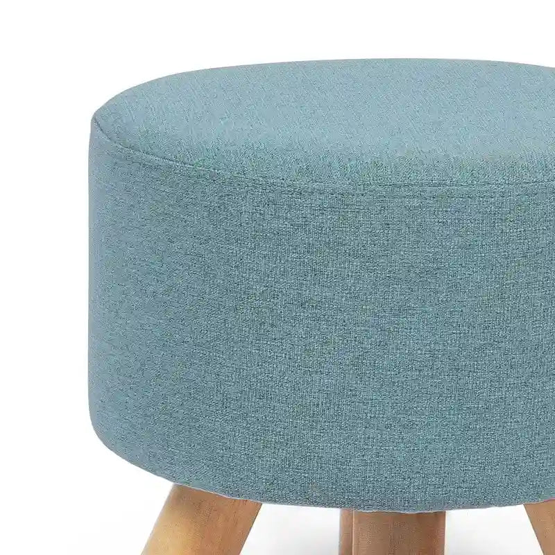 Puf redondo de lino beige/gris/azul/azul oscuro/estampado de leopardo/blanco roto, 1 asiento