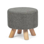 Puf redondo de lino beige/gris/azul/azul oscuro/estampado de leopardo/blanco roto, 1 asiento