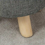 Puf redondo de lino beige/gris/azul/azul oscuro/estampado de leopardo/blanco roto, 1 asiento