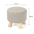Puf redondo de lino beige/gris/azul/azul oscuro/estampado de leopardo/blanco roto, 1 asiento