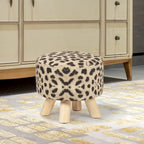 Puf redondo de lino beige/gris/azul/azul oscuro/estampado de leopardo/blanco roto, 1 asiento