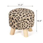 Puf redondo de lino beige/gris/azul/azul oscuro/estampado de leopardo/blanco roto, 1 asiento