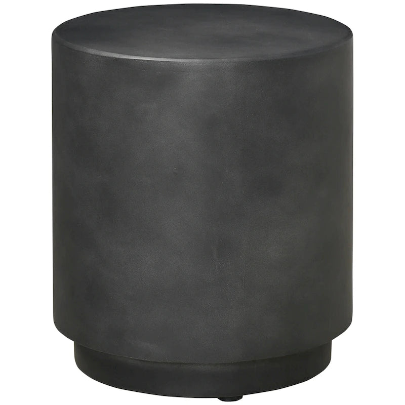 Mesa auxiliar redonda gris claro/gris carbón, acabado de hormigón, 4 patas ajustables, interior y exterior, 1 persona