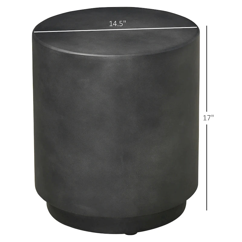 Mesa auxiliar redonda gris claro/gris carbón, acabado de hormigón, 4 patas ajustables, interior y exterior, 1 persona