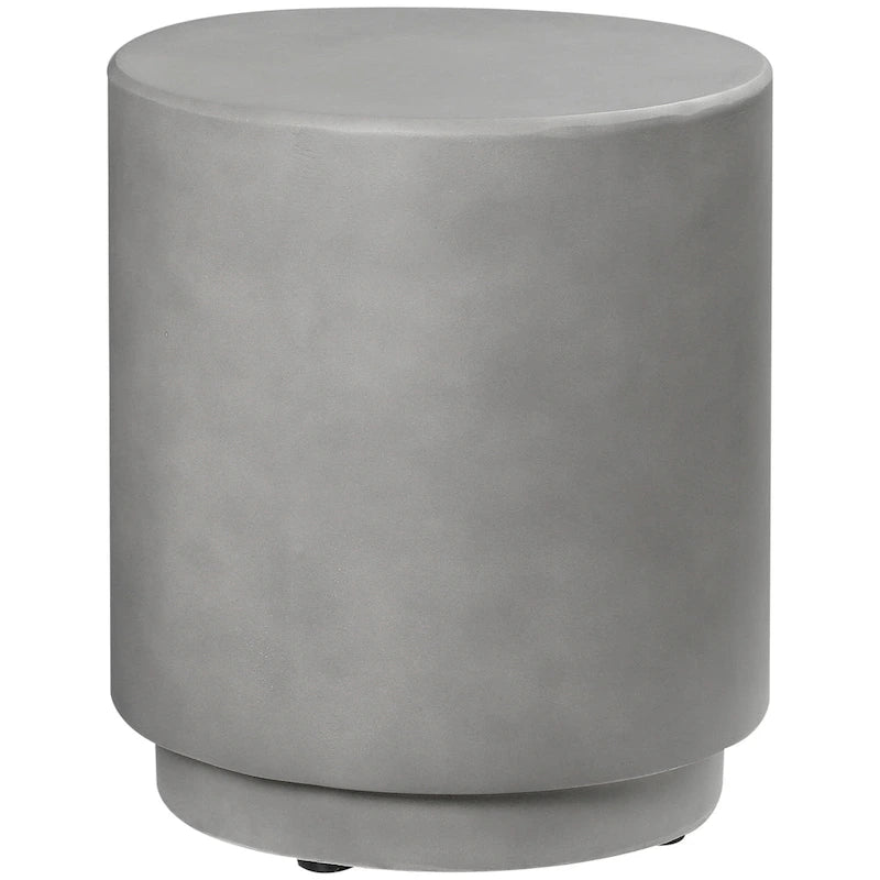 Mesa auxiliar redonda gris claro/gris carbón, acabado de hormigón, 4 patas ajustables, interior y exterior, 1 persona