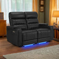 Sofá biplaza reclinable eléctrico, negro/gris/marrón, polipiel, estilo moderno, para 2 personas