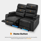 Sofá biplaza reclinable eléctrico, negro/gris/marrón, polipiel, estilo moderno, para 2 personas
