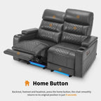 Sofá biplaza reclinable eléctrico, negro/gris/marrón, polipiel, estilo moderno, para 2 personas