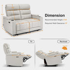 Sofá biplaza reclinable eléctrico, negro/gris/marrón, polipiel, estilo moderno, para 2 personas