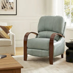 Sillón Reclinable Individual de Piel Genuina Negro / Multicolor con Respaldo Abatible y Brazos de Madera
