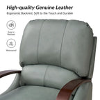 Sillón Reclinable Individual de Piel Genuina Negro / Multicolor con Respaldo Abatible y Brazos de Madera