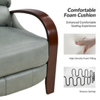 Sillón Reclinable Individual de Piel Genuina Negro / Multicolor con Respaldo Abatible y Brazos de Madera