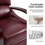 Sillón Reclinable Individual de Piel Genuina Negro / Multicolor con Respaldo Abatible y Brazos de Madera
