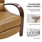 Sillón Reclinable Individual de Piel Genuina Negro / Multicolor con Respaldo Abatible y Brazos de Madera